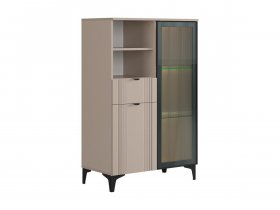 Комод 2 со стеклом Рич (кашемир/фрапучино матовый/черный) в Сангаре - sangar.mebel-nsk.ru | фото