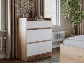 Комод 3 ящика Брауни (дуб делано/белый) в Сангаре - sangar.mebel-nsk.ru | фото