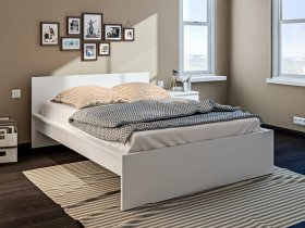 Кровать двуспальная 1,4м Леон СБ-3368 (белый) в Сангаре - sangar.mebel-nsk.ru | фото