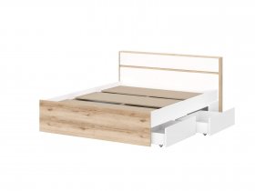 Кровать двуспальная 1,6м Брауни (дуб делано/белый) в Сангаре - sangar.mebel-nsk.ru | фото