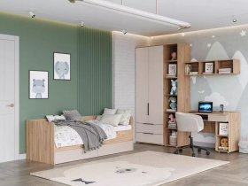Модульная детская Сицилия (дуб альпийский/тефия) в Сангаре - sangar.mebel-nsk.ru | фото