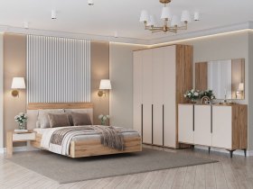 Модульная спальня Сицилия (дуб альпийский/тефия) в Сангаре - sangar.mebel-nsk.ru | фото