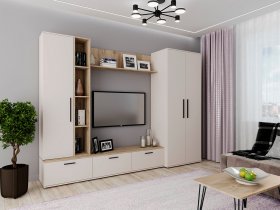 Модульная стенка Верона (сатин/дуб крафт серый) в Сангаре - sangar.mebel-nsk.ru | фото
