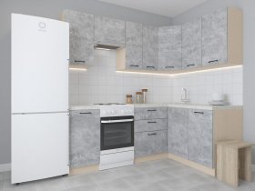 Модульная угловая кухня 1,4м*2,1м Лада (цемент) в Сангаре - sangar.mebel-nsk.ru | фото
