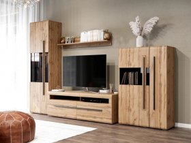 Модульная стенка Ницца (дуб вотан) в Сангаре - sangar.mebel-nsk.ru | фото