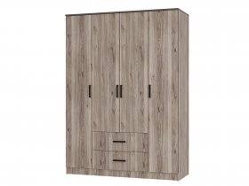 Шкаф четырехстворчатый Титан (дуб смоки) в Сангаре - sangar.mebel-nsk.ru | фото