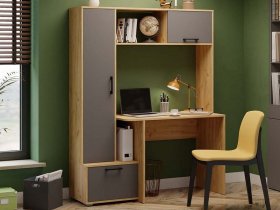 Стол письменный тип 15 (дуб крафт золотой/графит серый) в Сангаре - sangar.mebel-nsk.ru | фото