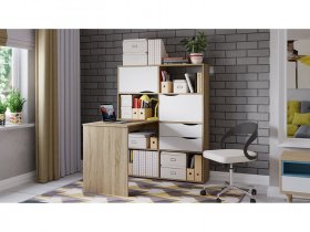 Стол письменный тип 7 (дуб сонома/белый ясень) в Сангаре - sangar.mebel-nsk.ru | фото