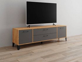 Тумба под ТВ Парус-13 (дуб крафт золотой/графит серый) в Сангаре - sangar.mebel-nsk.ru | фото