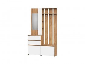 Вешалка с зеркалом Некст-1 (дуб золотой/белый шагрень) в Сангаре - sangar.mebel-nsk.ru | фото